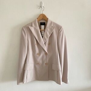 AKRIS Genaro double-breasted wool-blend blazer in clay Sz 4
